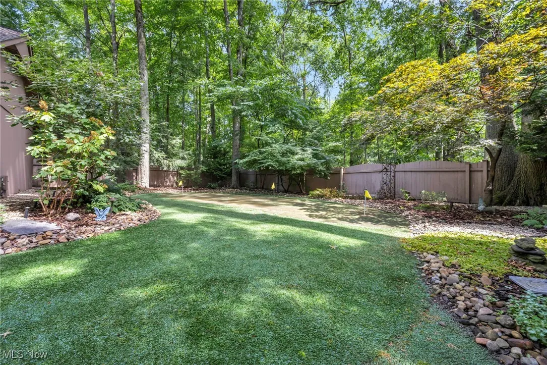 View of fenced backyard