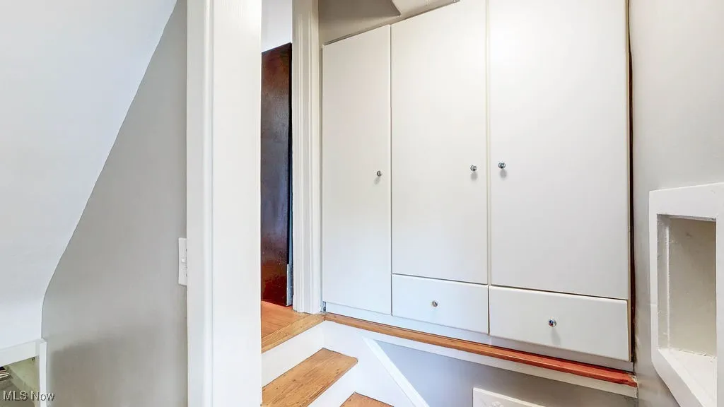 Cabinets provide ample space for pantry, storage or closet. Located between kitchen and side door.