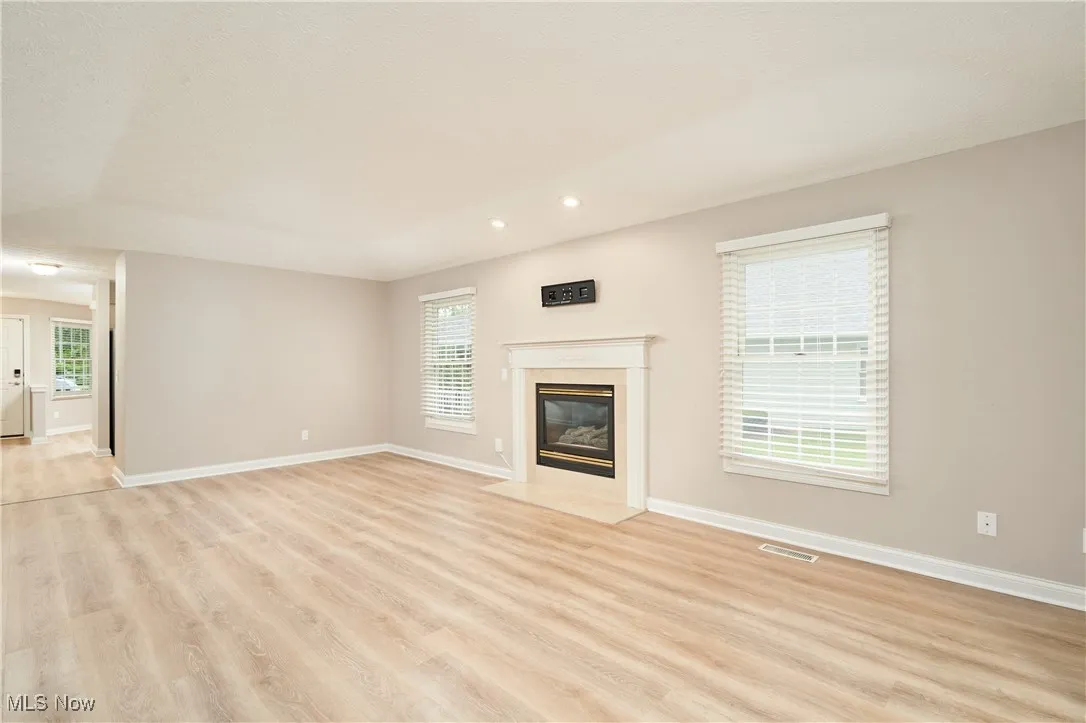 view from family room to kitchen