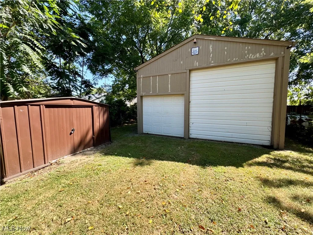 View of detached garage