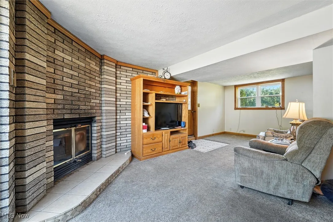 Large family room with fireplace