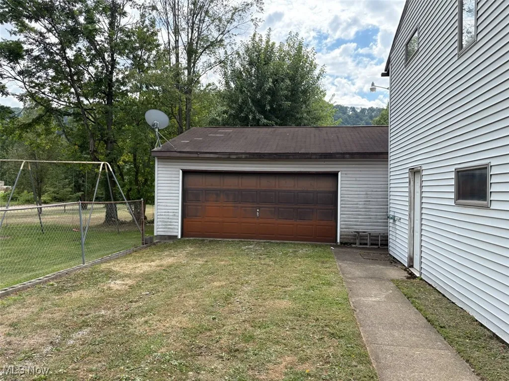 View of detached garage