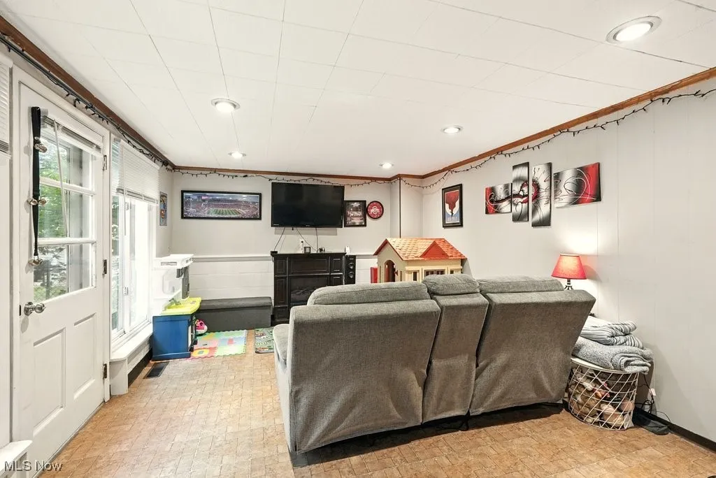 Family room in lower level