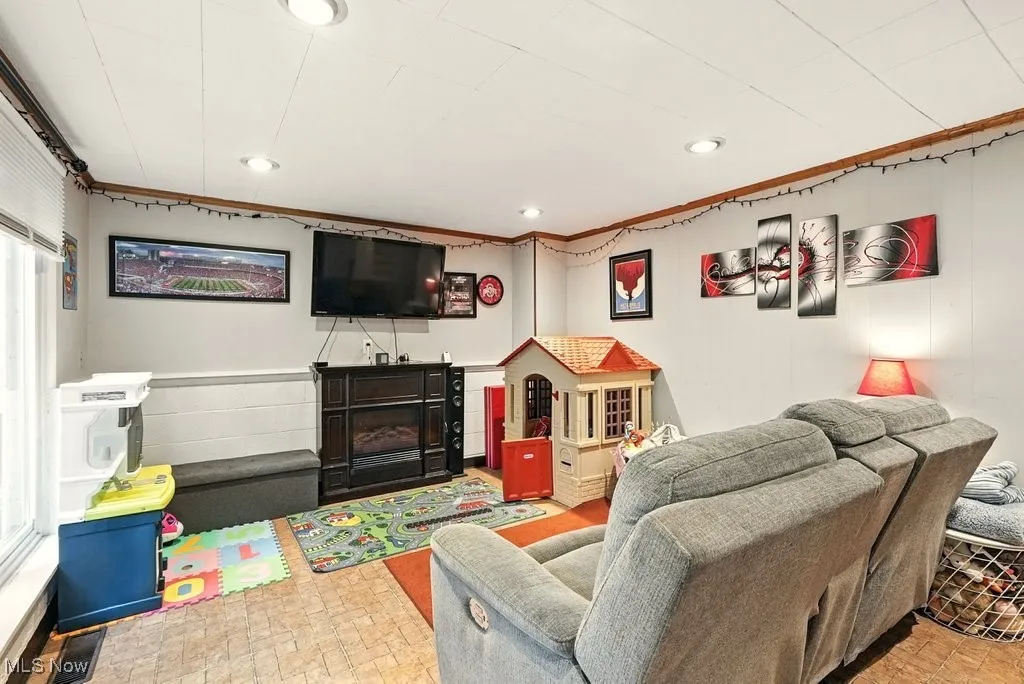 Family room in lower level