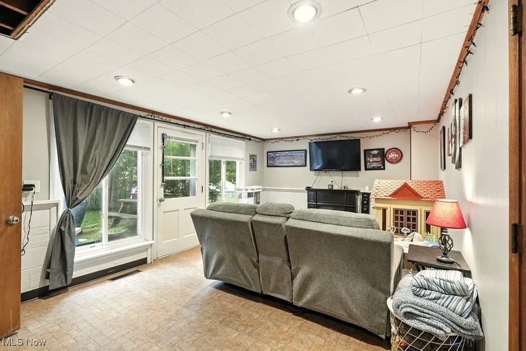 Family room in lower level