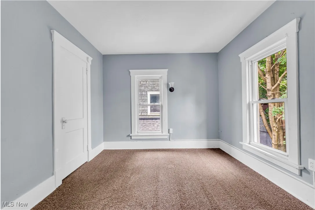 Unfurnished room featuring carpet and healthy amount of natural light