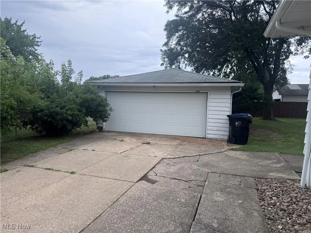 Large two car garage.