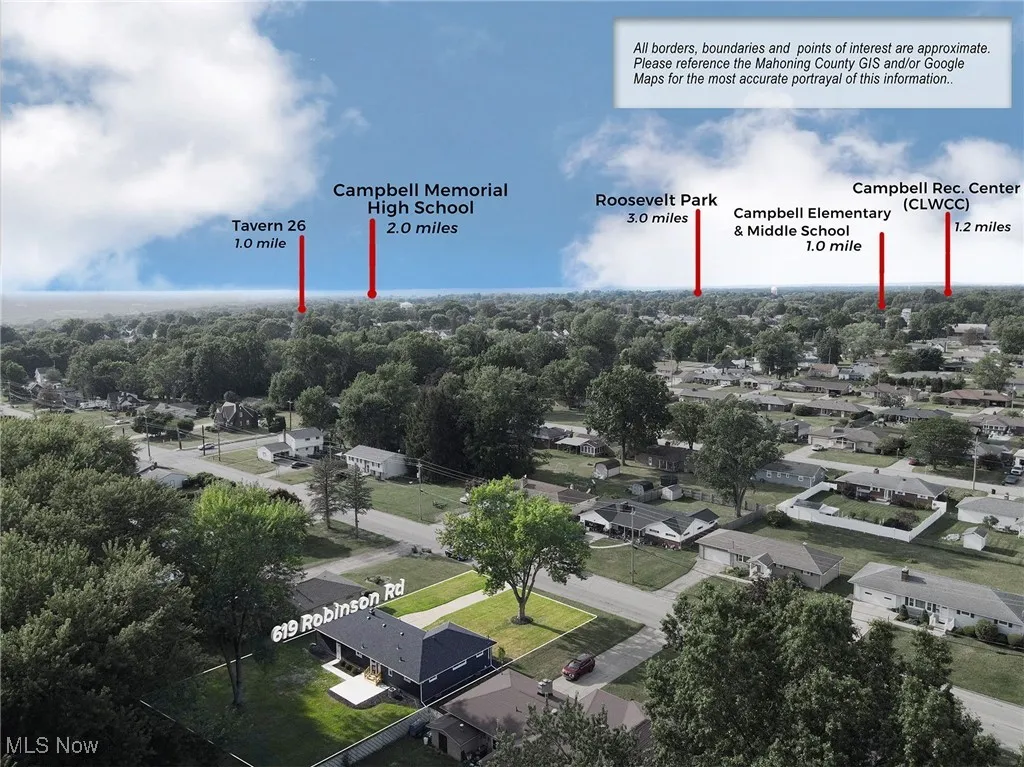 Aerial view of residential area