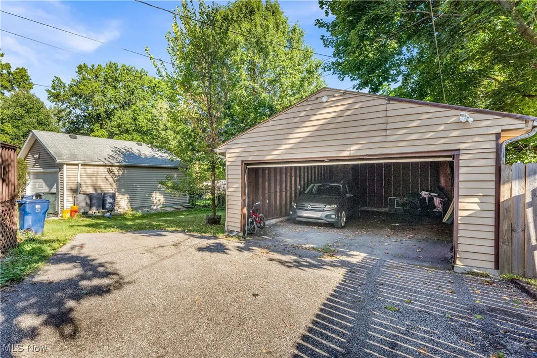 View of detached garage