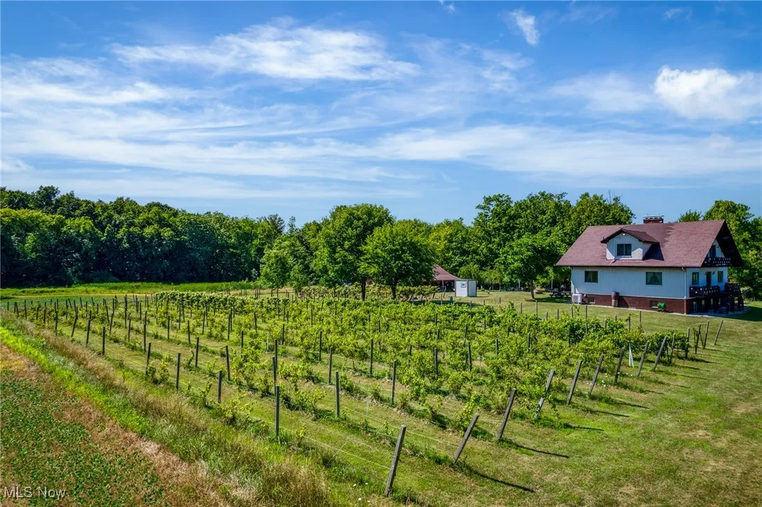 View of yard with a view of countryside and an outdoor structure