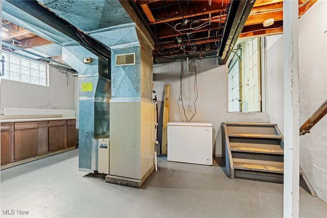 Basement with furnace