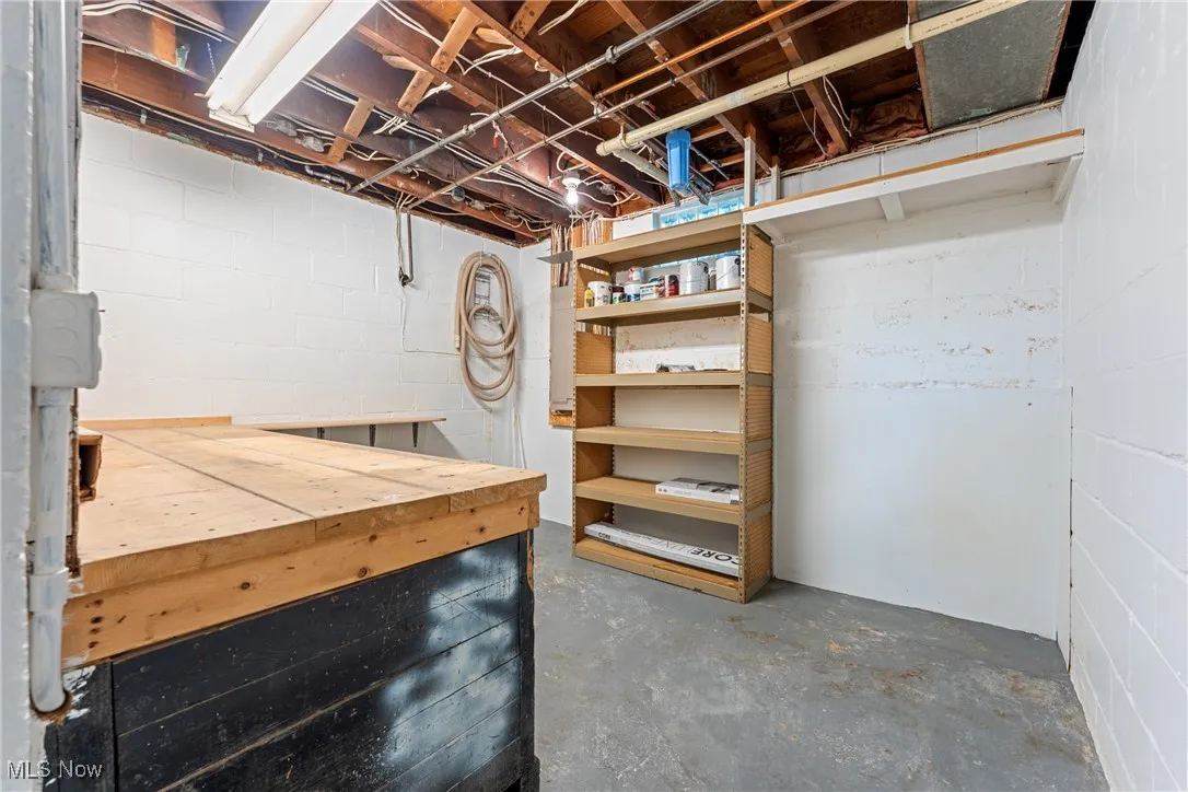 View of unfinished basement