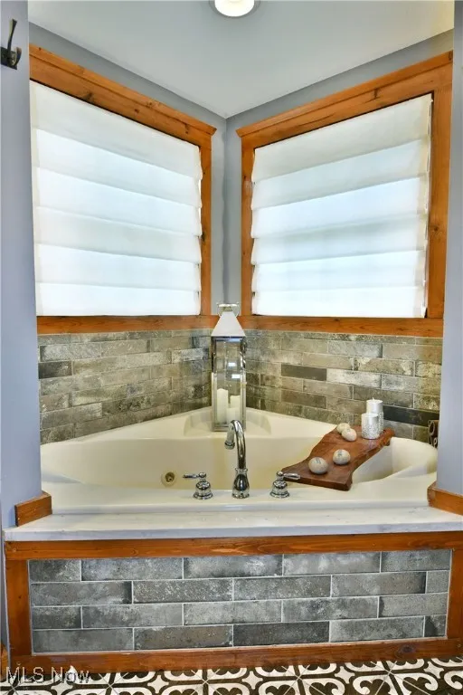 Detailed view of a jetted tub