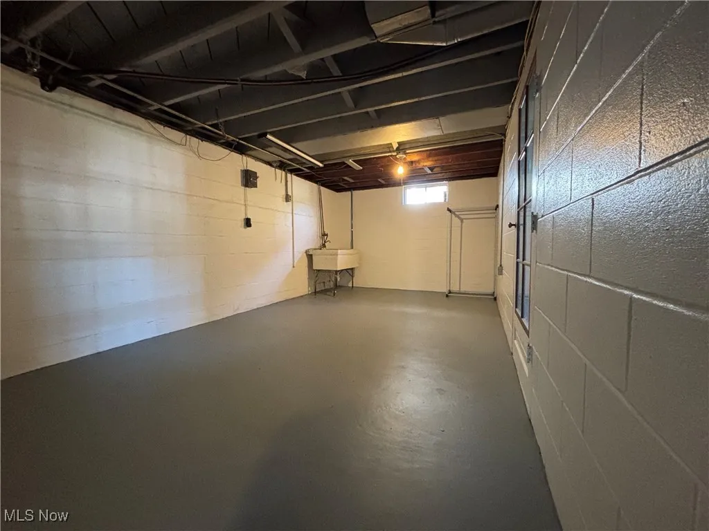 Basement with a sink