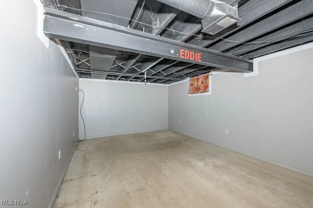 Partially finished below basement area