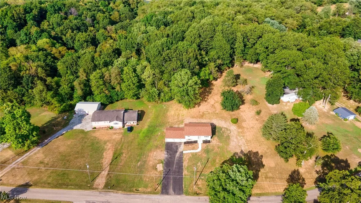 Bird's eye view of a heavily wooded area