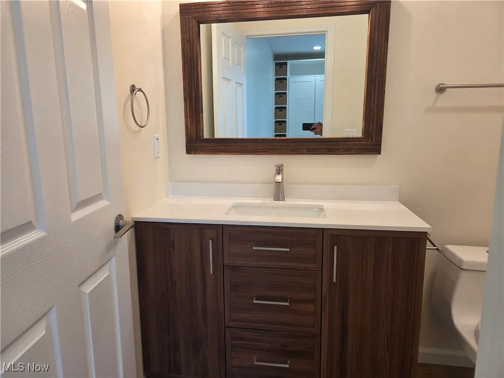 Bathroom with vanity and toilet