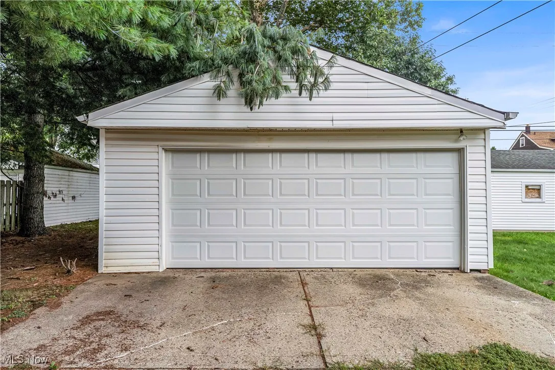 View of detached garage