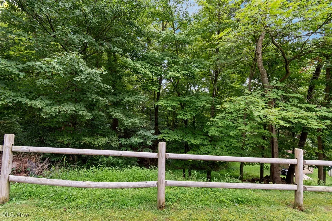 View of yard featuring a view of trees