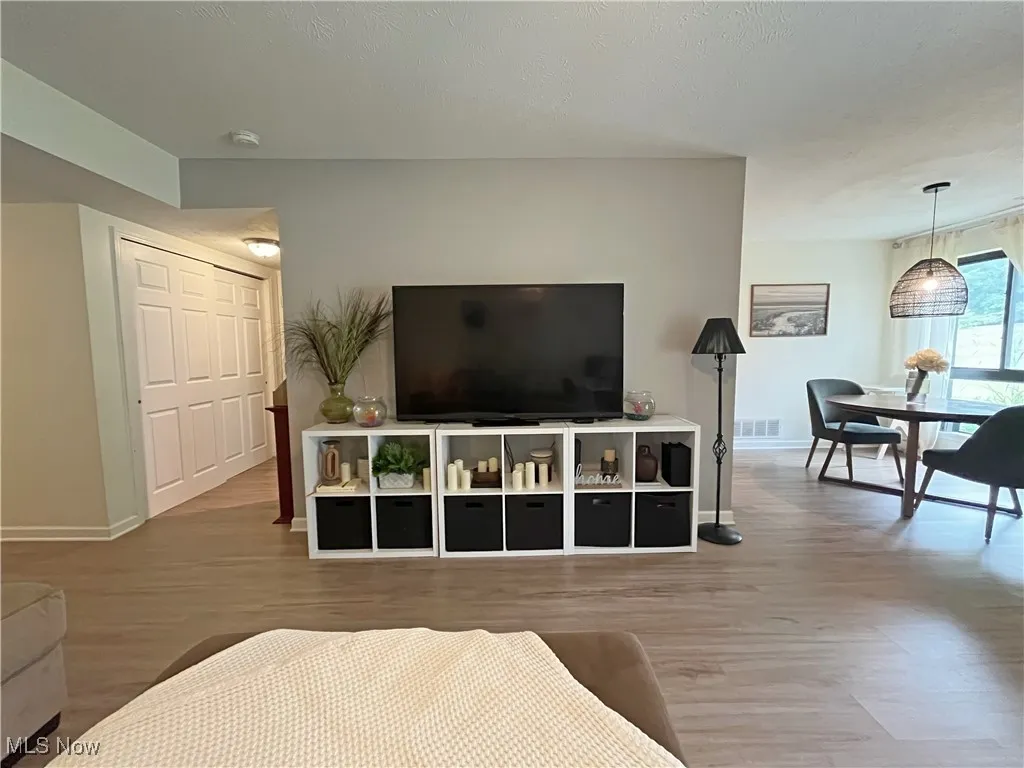 Living room with wood finished floors