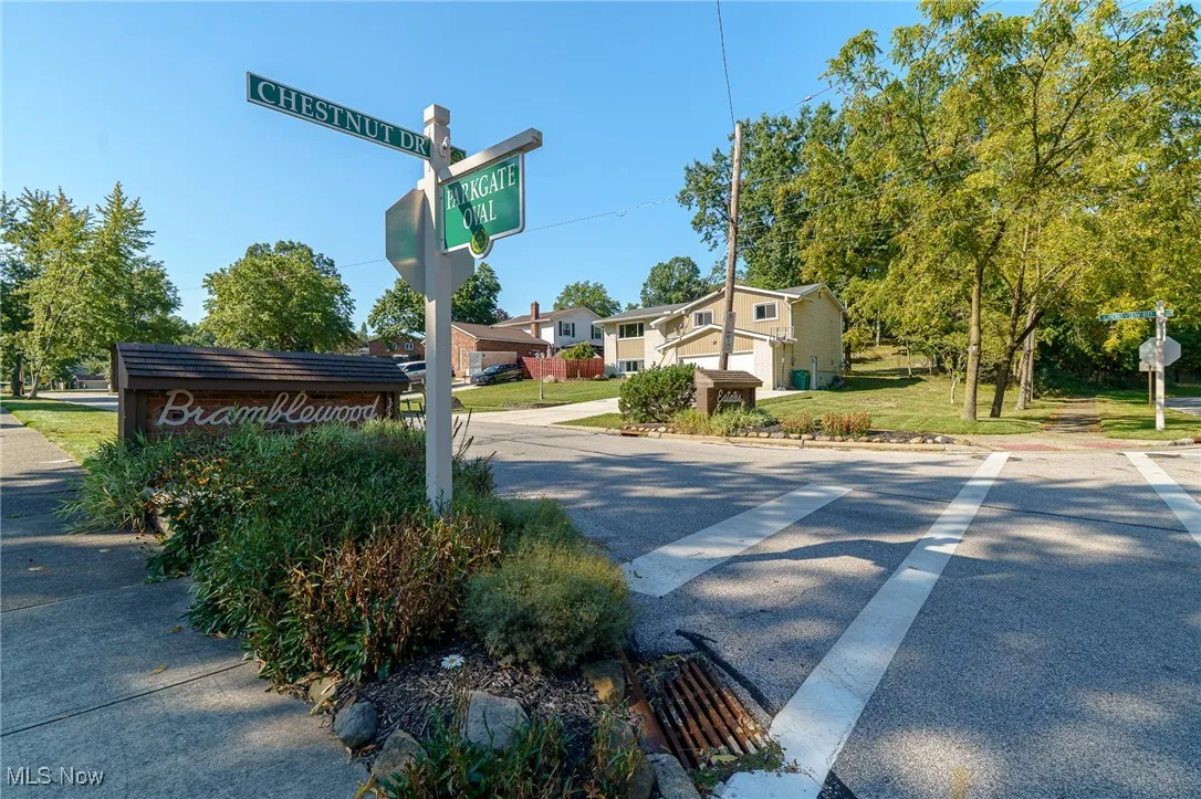 View of home at corner of Parkgate Oval and Chestnut in Bramblewood Estates