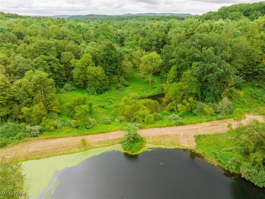 Aerial view of a nearby body of water