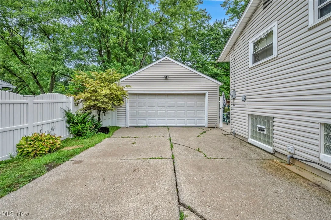 View of detached garage