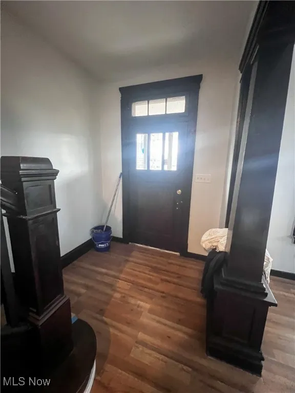 Entryway with dark wood-style floors