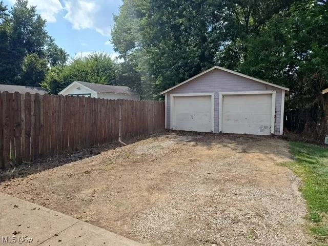 View of detached garage