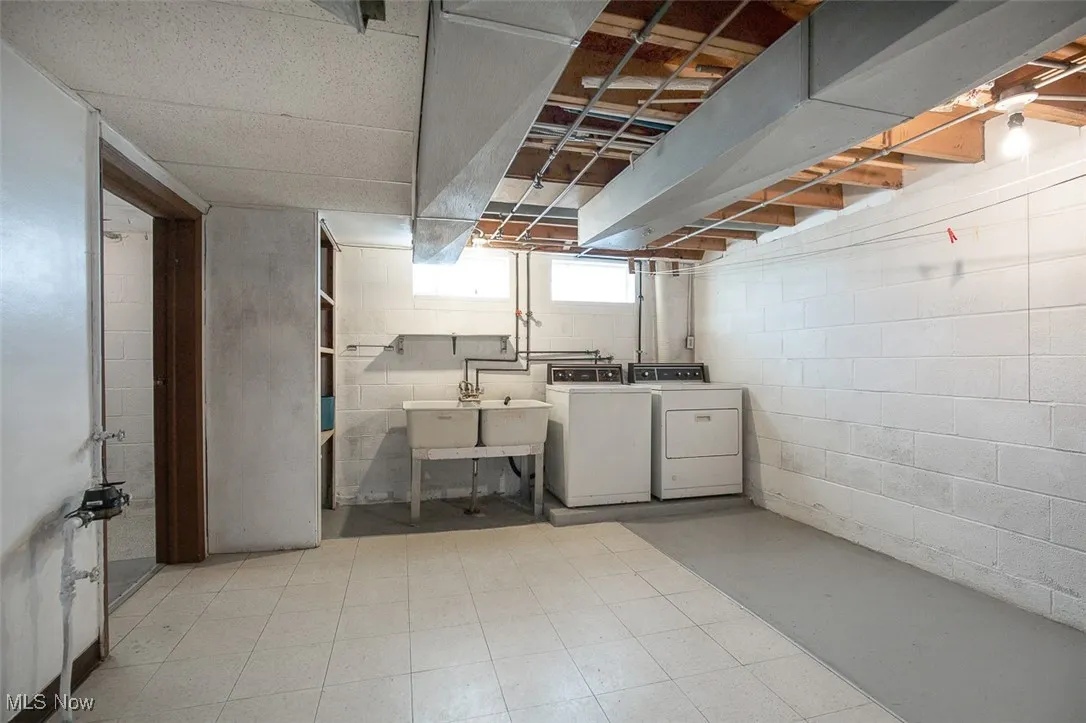 Basement laundry area.