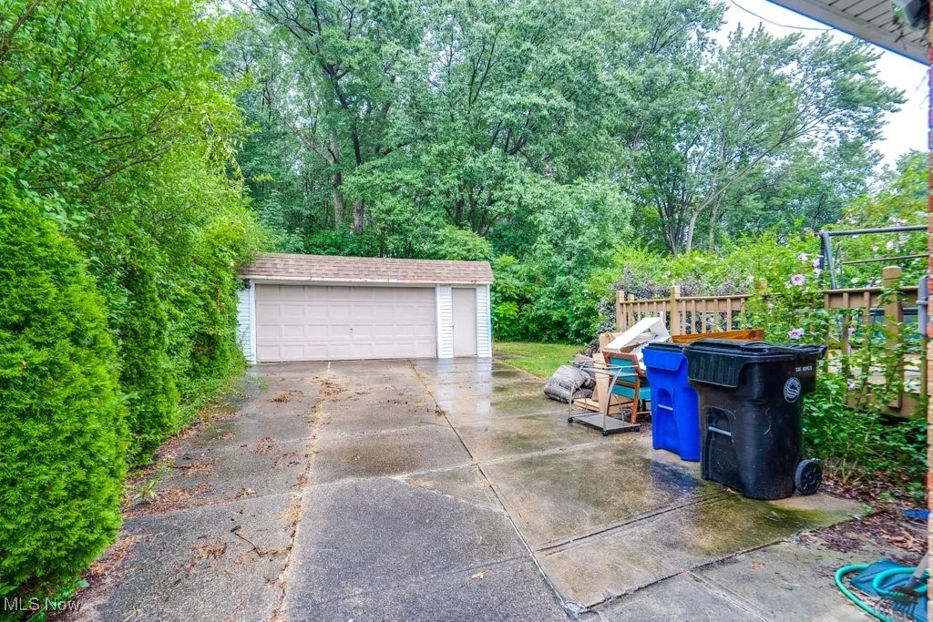View of detached garage