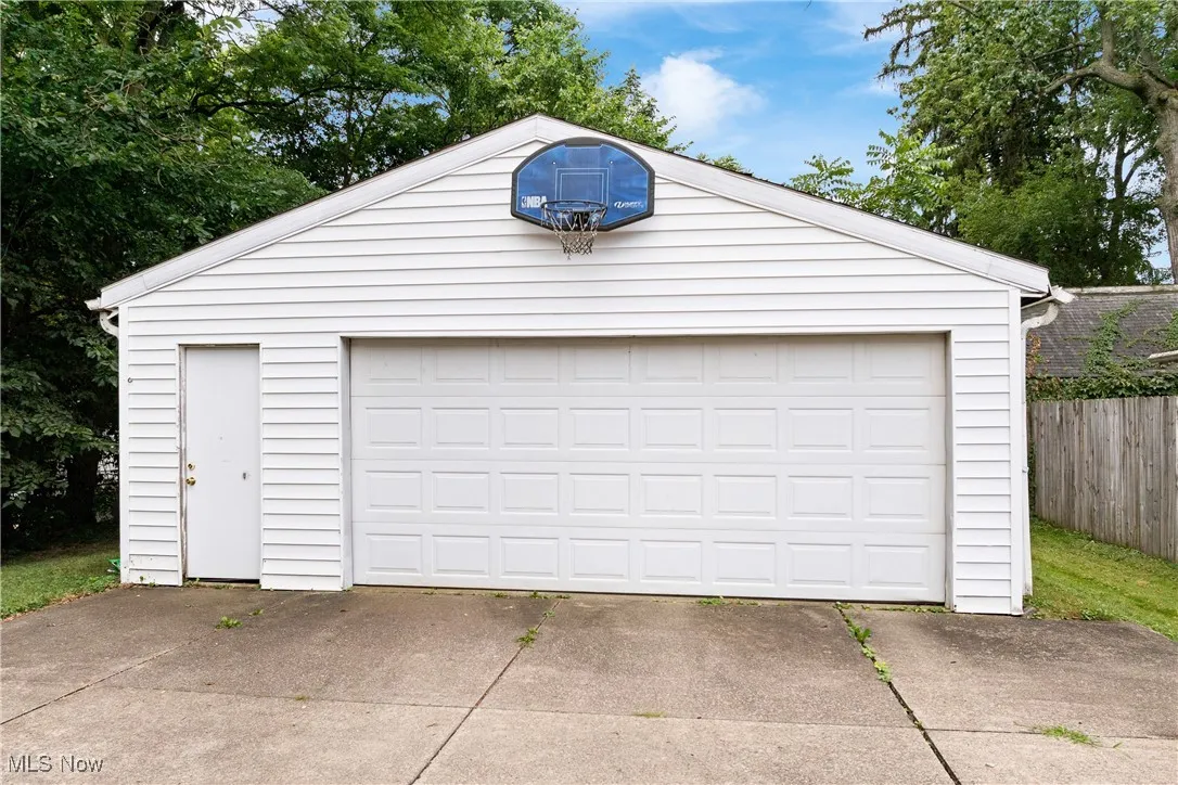 View of detached garage
