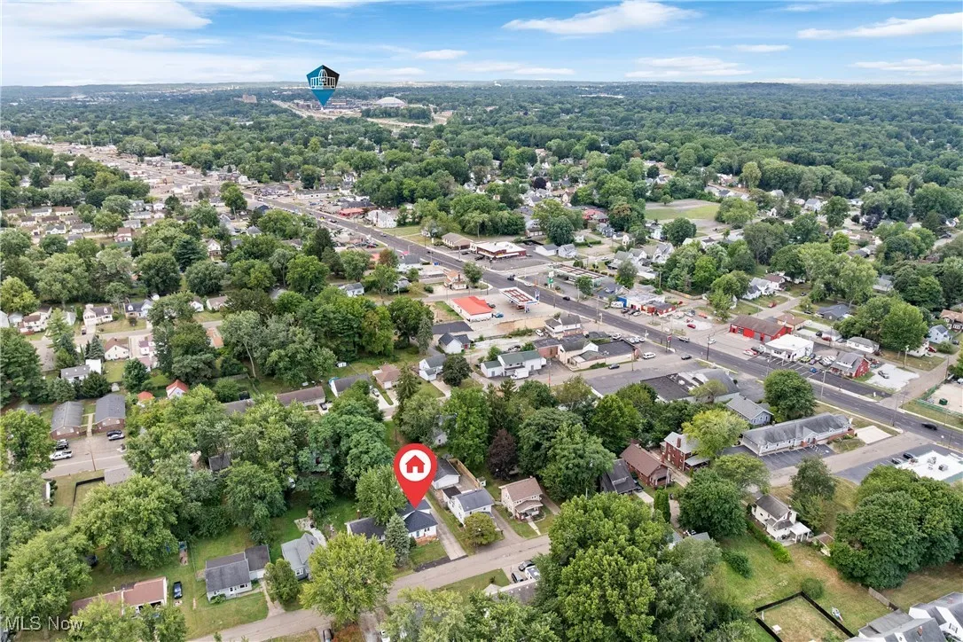 Aerial perspective of suburban area