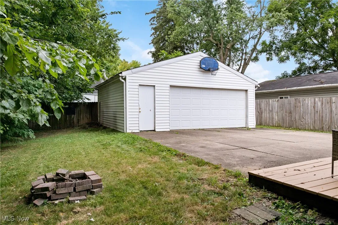 View of detached garage