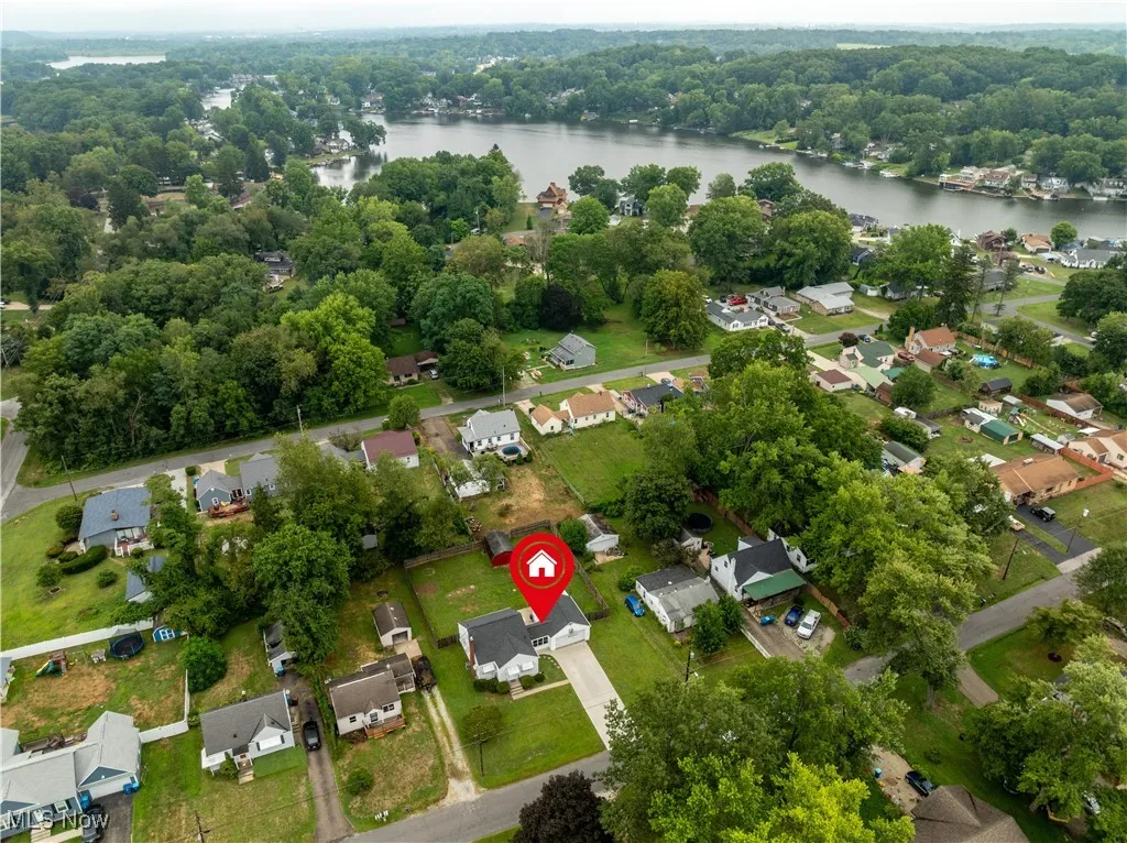 Aerial view showing The Portage Lakes in the background