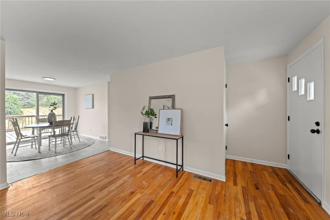 Entryway with light wood-type flooring