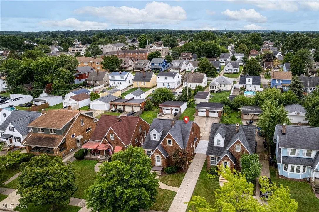 Aerial perspective of suburban area
