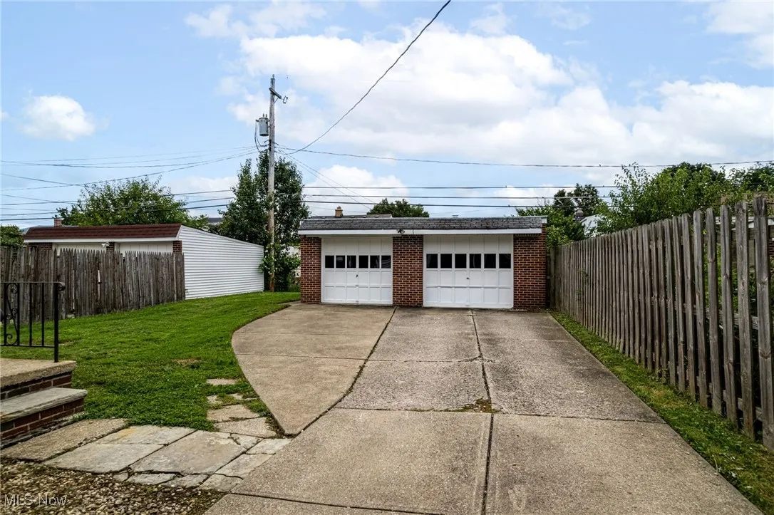 View of detached garage