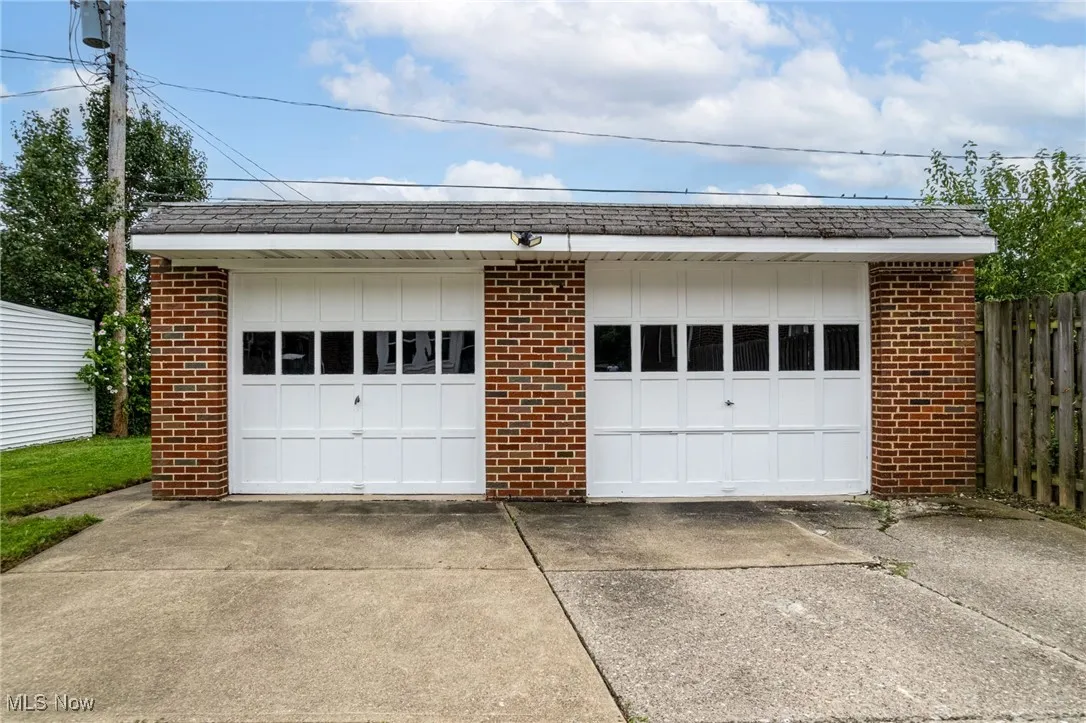 View of detached garage