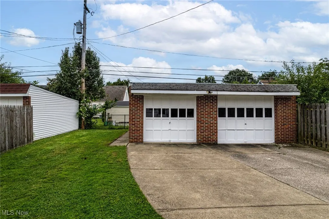 View of detached garage