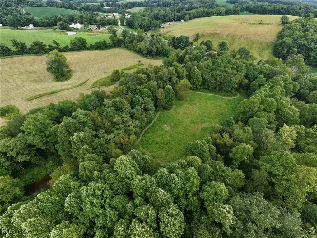 Aerial overview of property's location with rural landscape