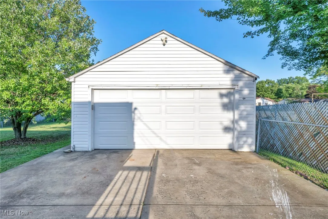 View of detached garage
