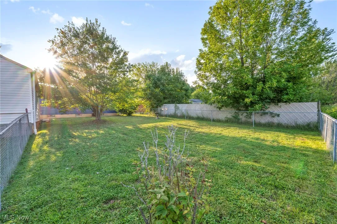 View of fenced backyard
