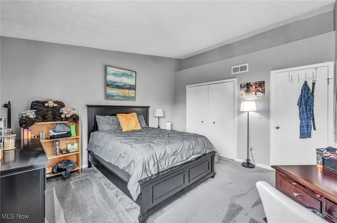 Carpeted 2nd bedroom with closet