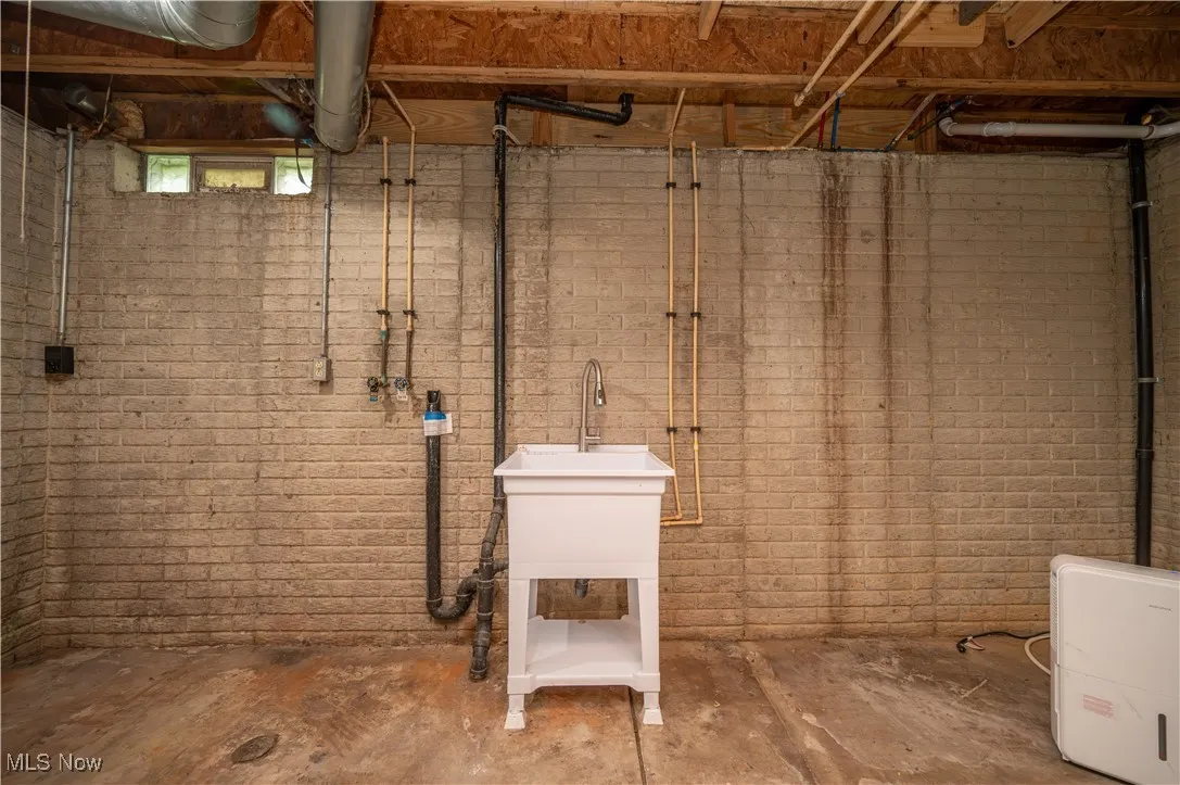Basement with a sink