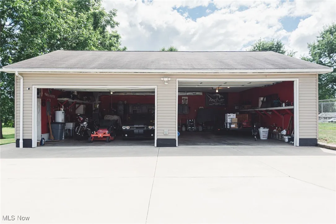 View of detached garage