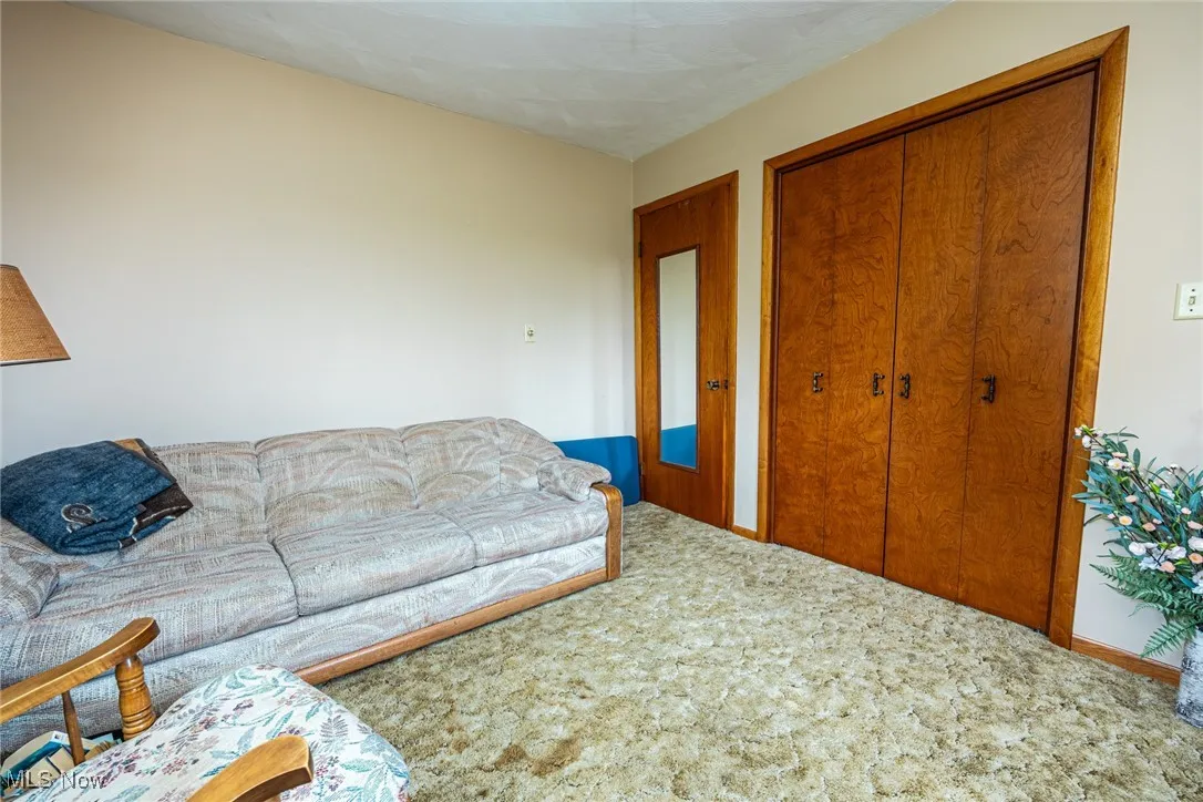 Living area featuring carpet flooring