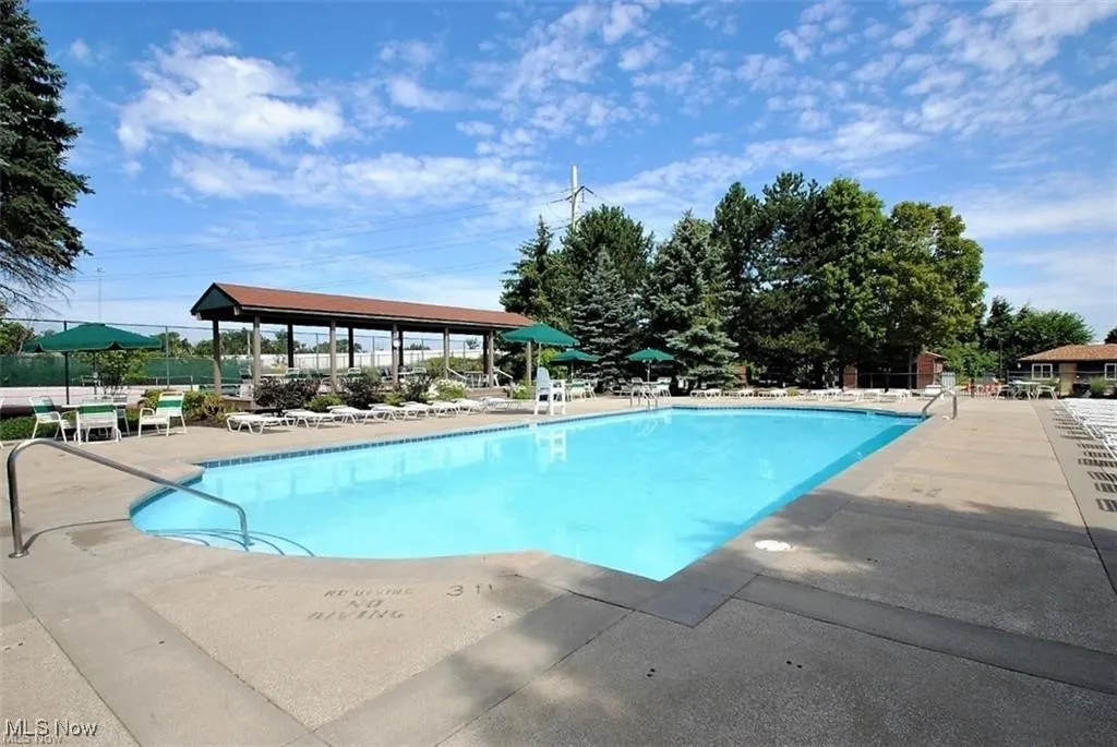 Community pool featuring a patio area