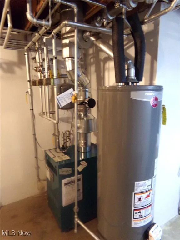 Utilities with gas water heater and a heating unit