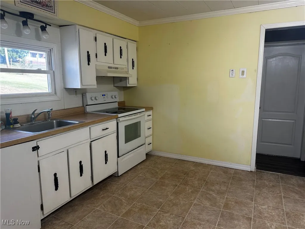 Kitchen with white cabinetry